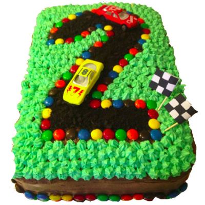 Number Formation Racing Track Shape Cake