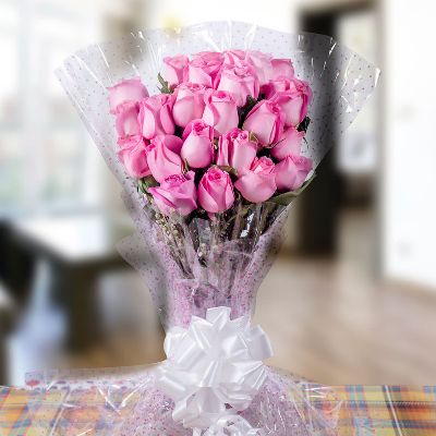 First Step Special Blooming Pink Roses Bunch