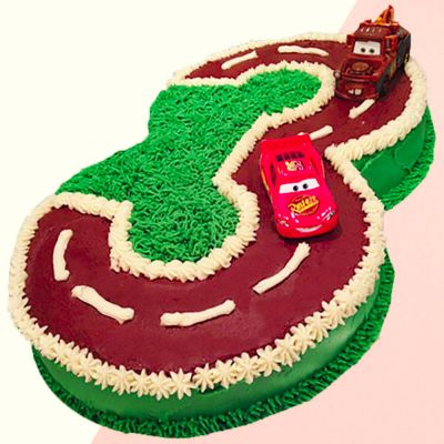 Number Racing Track Shape Cake