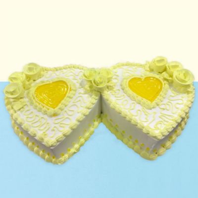 Special couple pineapple double heart shape cake