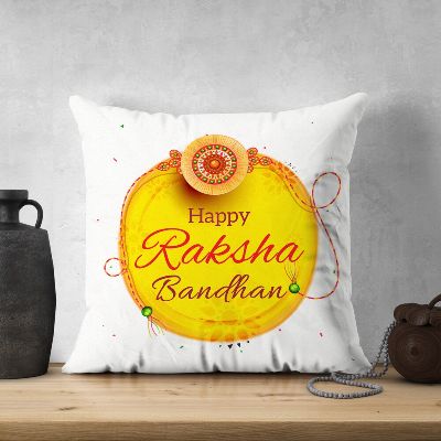 Vibrant Happy Raksha Bandhan Cushion