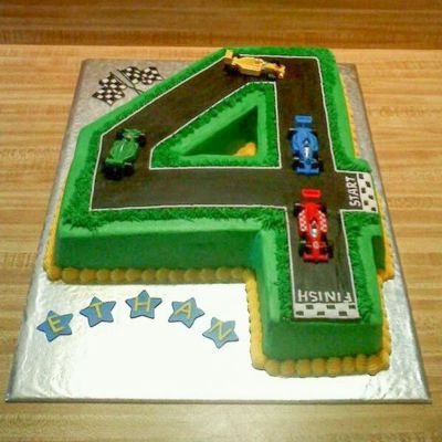 Race Track Fourth Birthday Cake