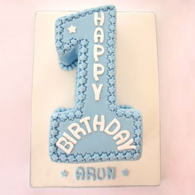 Blue Theme Number Cake