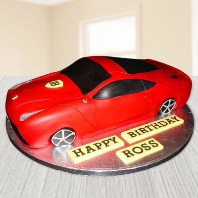 Ferrari Car Shaped Fondant Cake