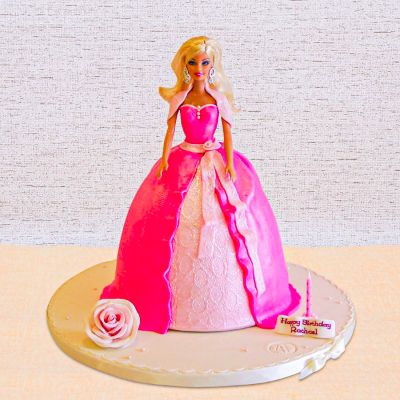 Pinkish Barbie Fondant Cake