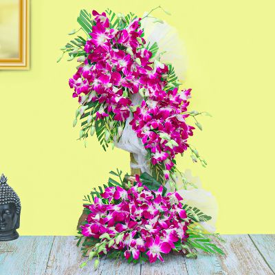 Purple Orchid Curvy Arrangement