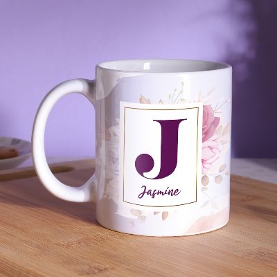 Purple Colour Initial Personalized Mug
