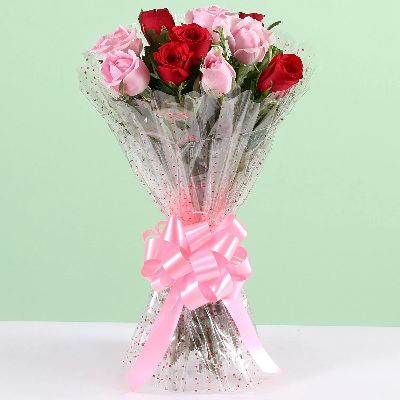 Classy Elegant Pink & Red Rose Bouquet