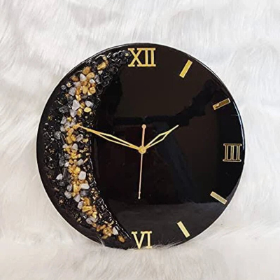 Black and Golden Resin Wall Clock