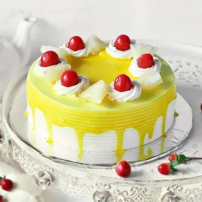 Pineapple Cake with Cherry Toppings