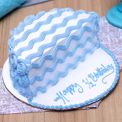 Blue Creamy Half Cake