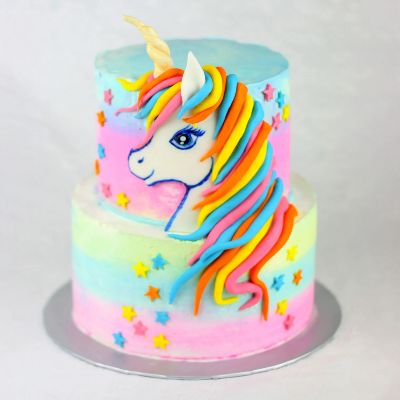 Two Tier Truffle Unicorn Cake