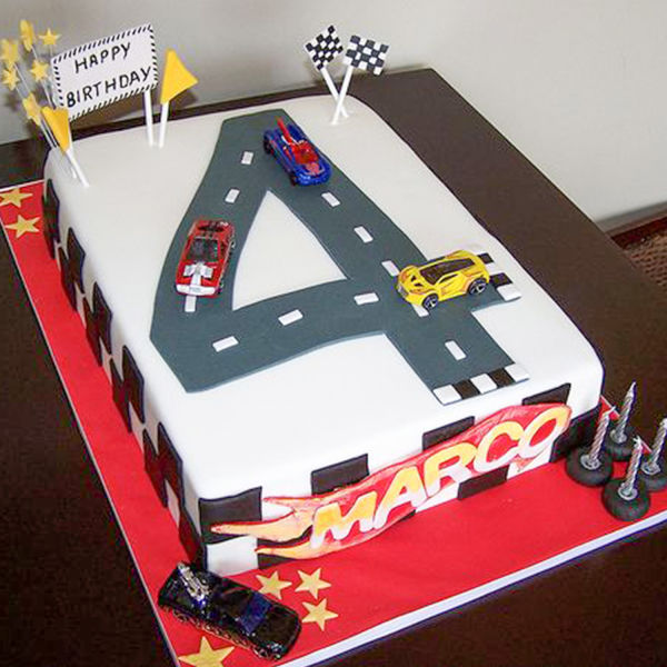 Car Race Track Number Cake