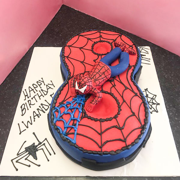 Spiderman Theme 8th Birthday Cake