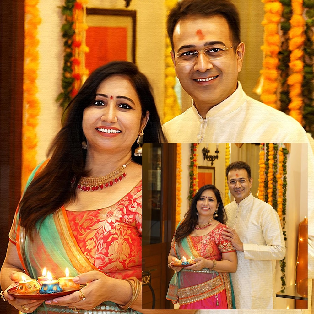  Festival Couple Oil Painting