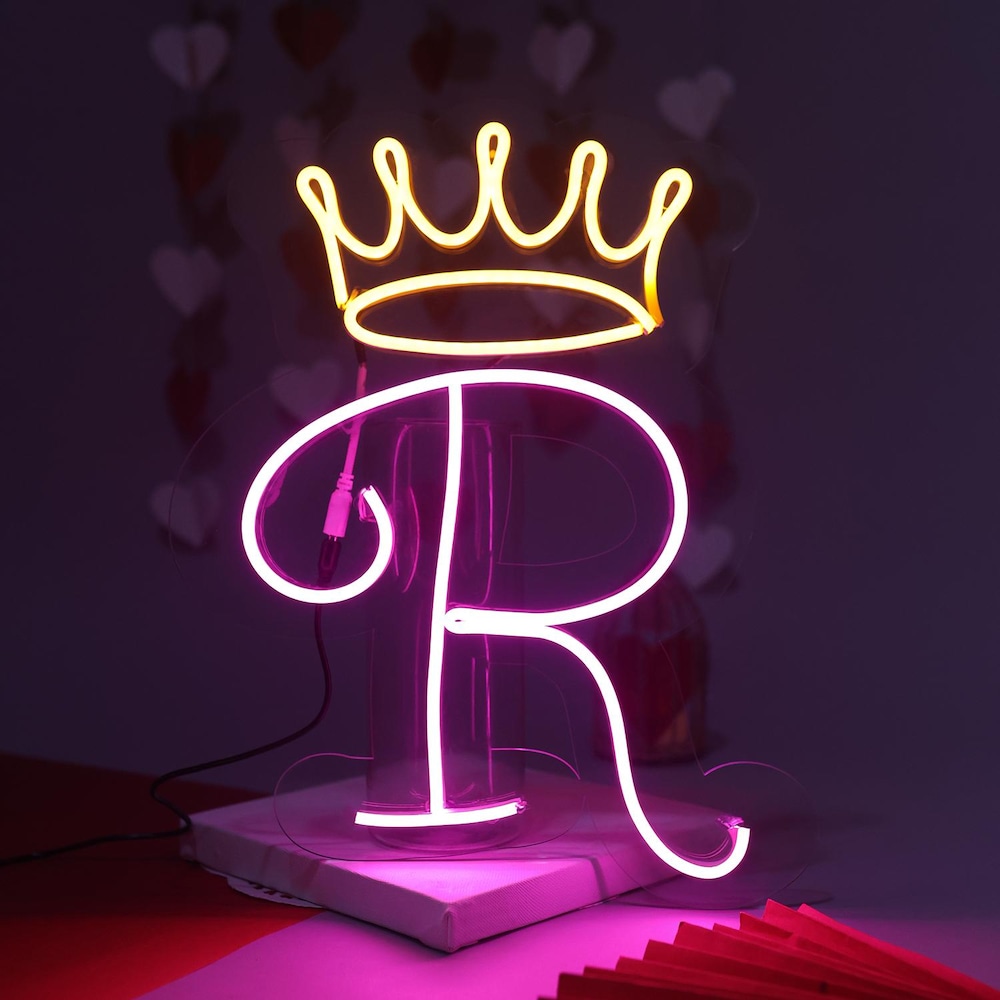  Alphabet Neon Frame With Crown