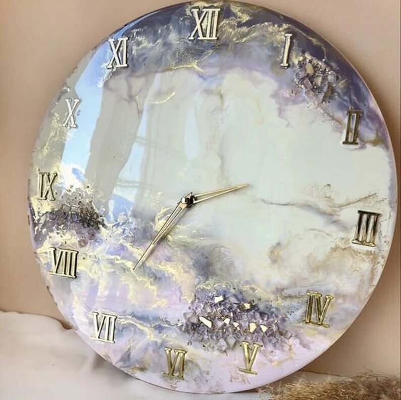  Purple and White Resin Wall Clock