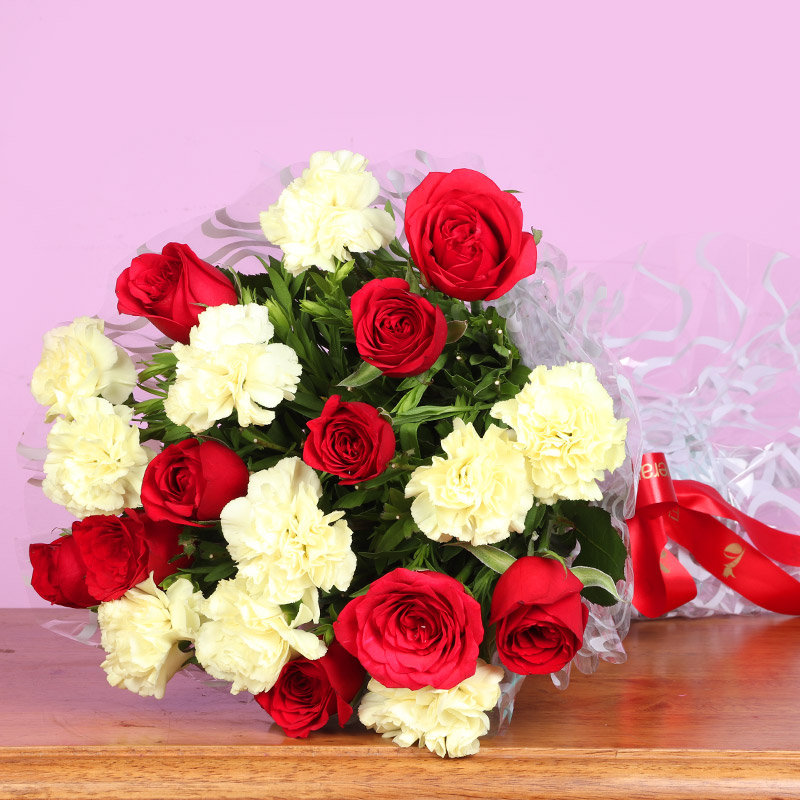  Rose Carnation Mixed Bouquet