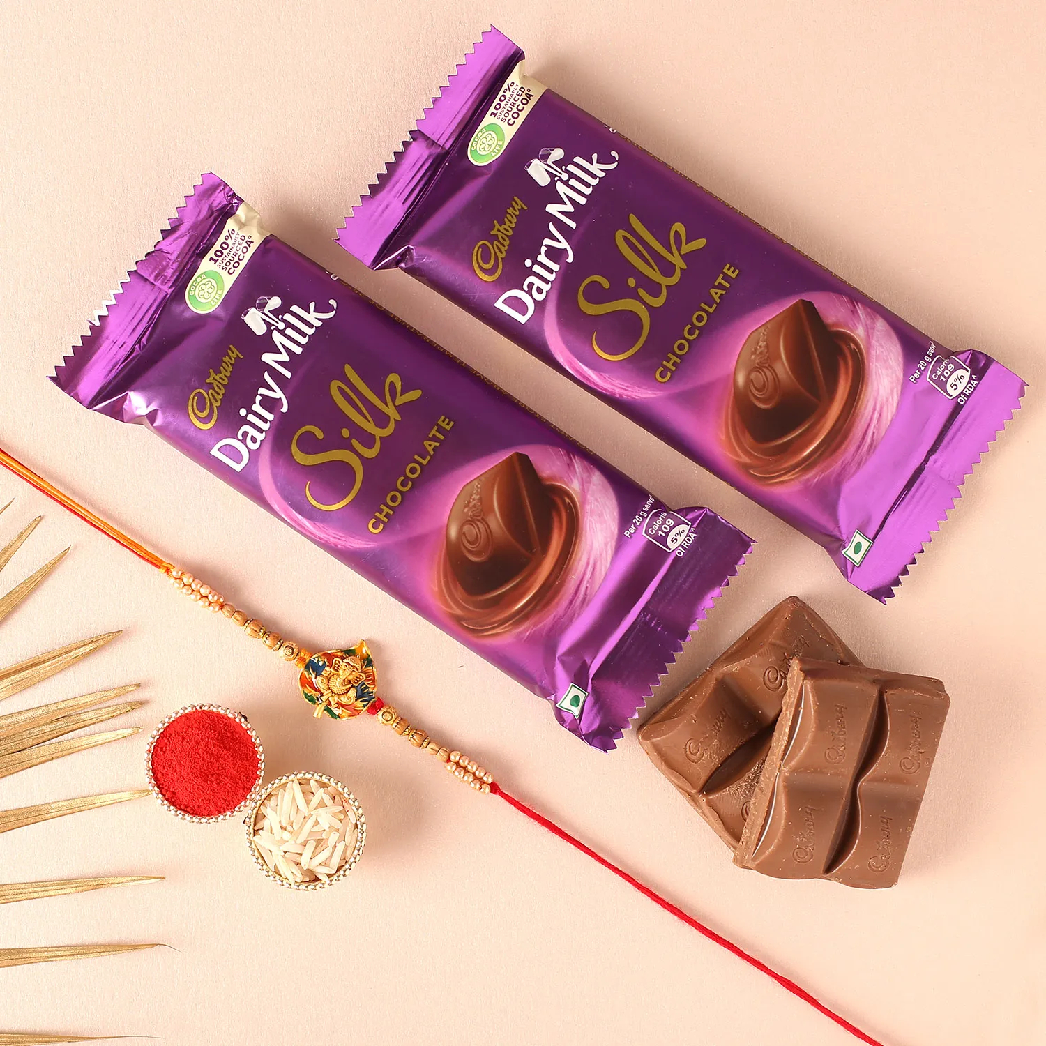  Sneh Leaf Ganesha Rakhi With Dairy Milk Silk Chocolates